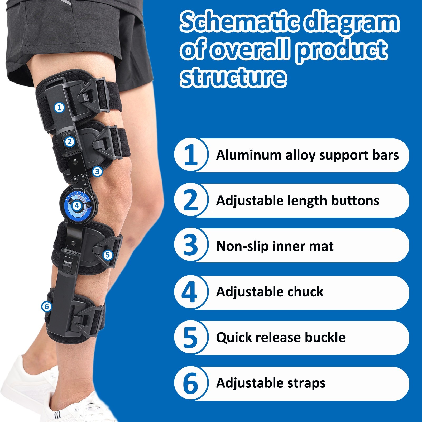 Adjustable ROM Hinged Knee Brace for Post-Op Recovery,Universal