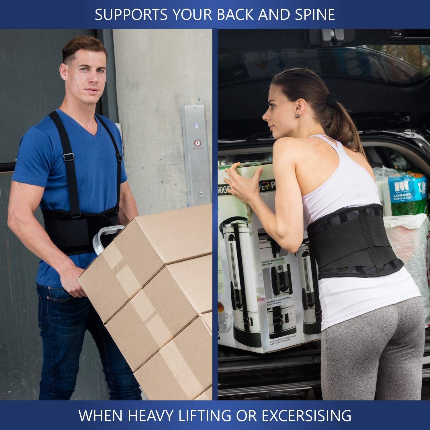 2 Pack Weight Lift Lumbar Lower Back Waist Support Belt Brace Suspender Work