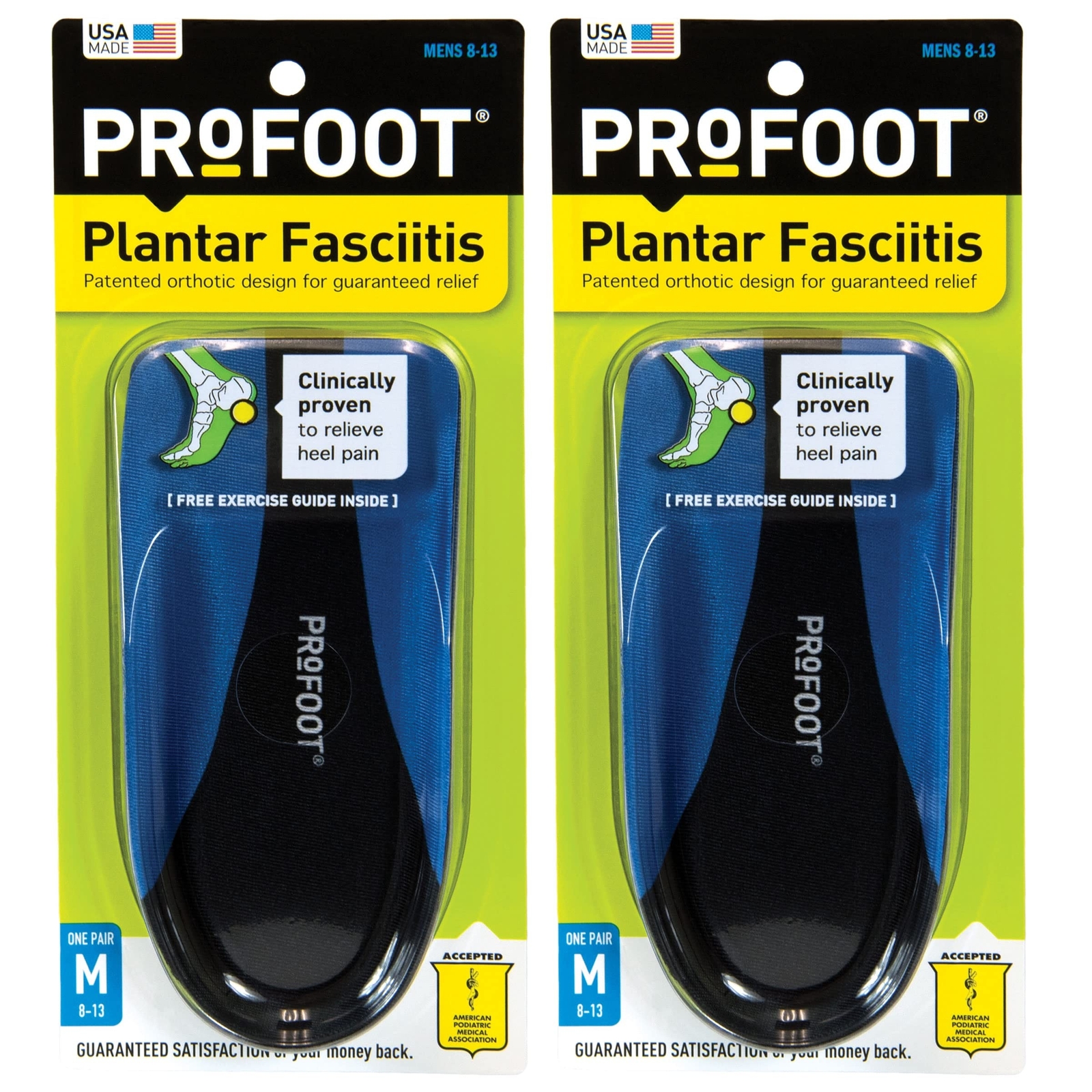 PROFOOT Orthotic Insoles For Plantar Fasciitis & Heel Pain, Men’s 8-13, 2 Pai…