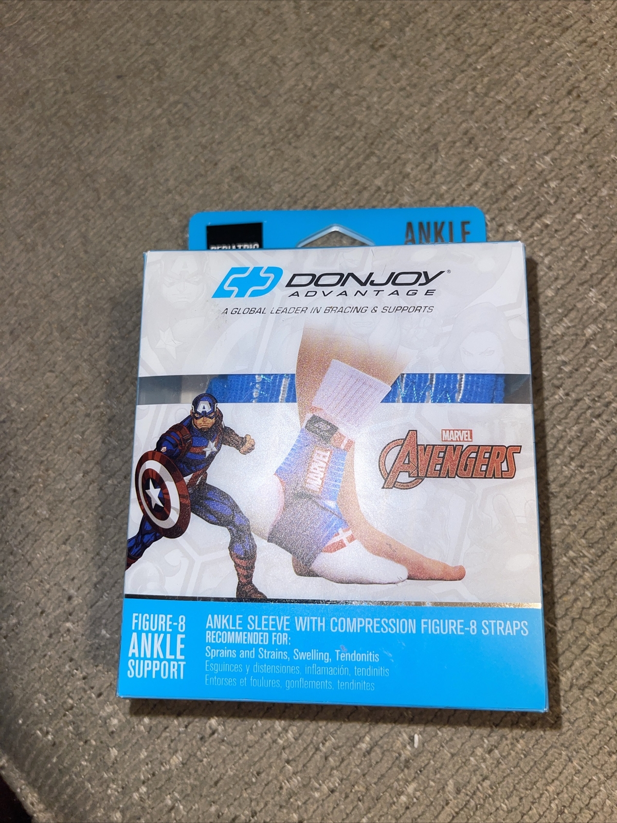 Donjoy Pediatric Ankle Compression Sleeve/Brace Avengers Figure 8 Straps