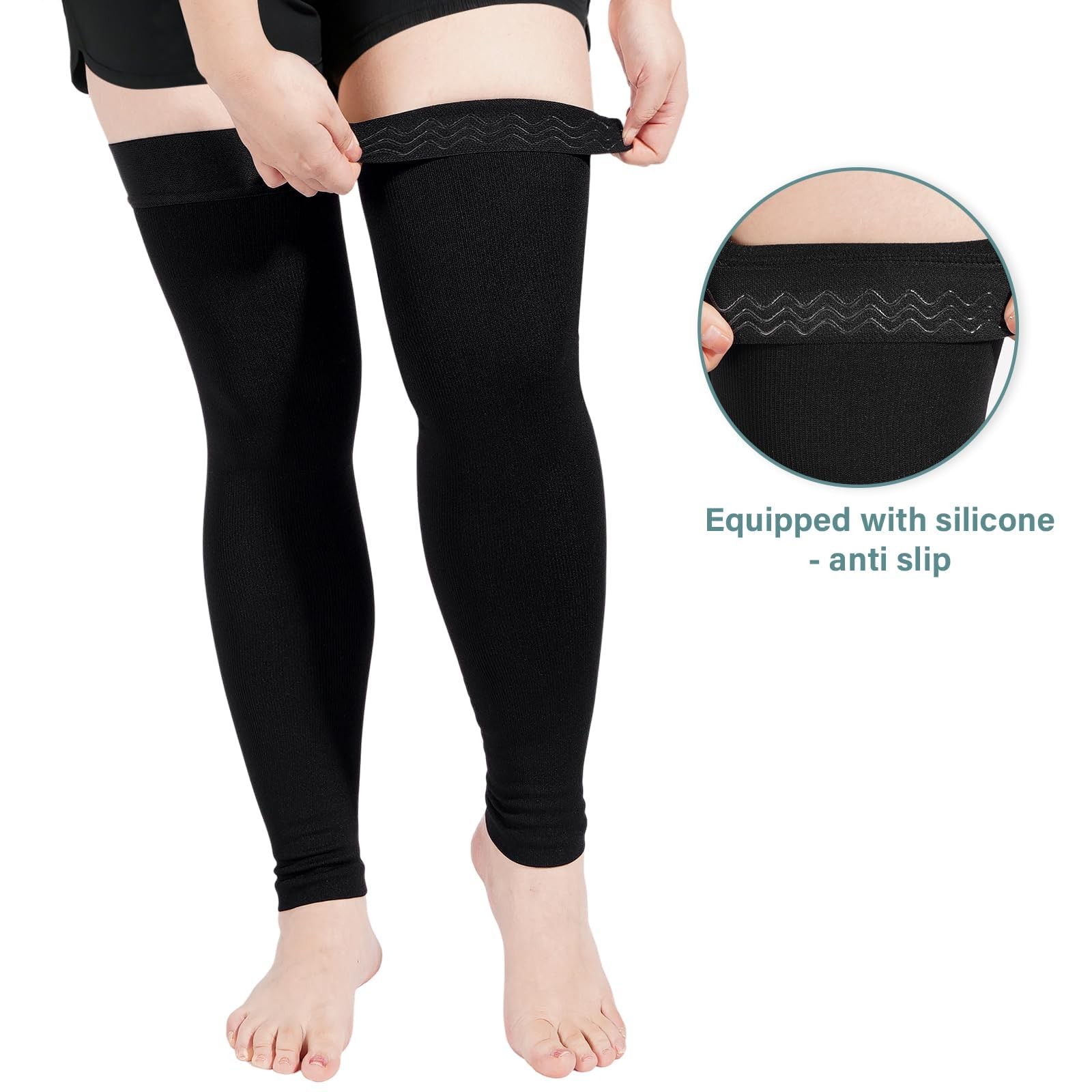 Thigh High Compression Socks Stockings Footless Leg Compression Sleeve for Wo…