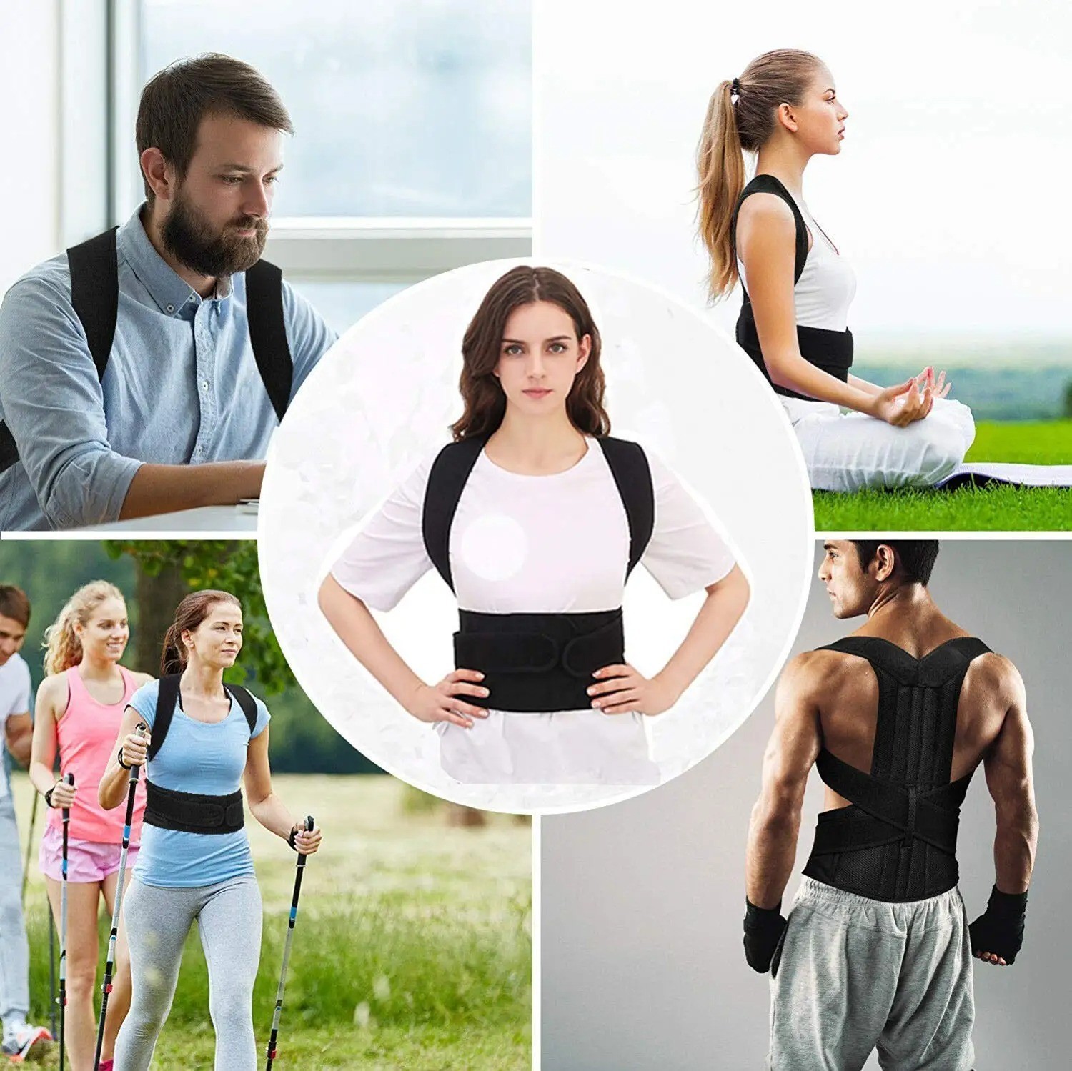 Adjustable Posture Corrector Low Back Support Shoulder Brace Belt for Men Women