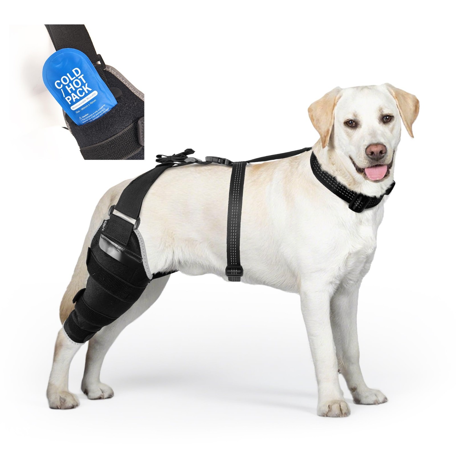 Adjustable Dog Knee Brace for Back Leg Support – Breathable ACL Wrap with Hot/Co