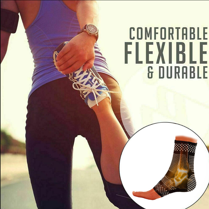 Copper Ankle Support Brace Compression Sleeve Plantar Fasciitis Foot Wrap Pain