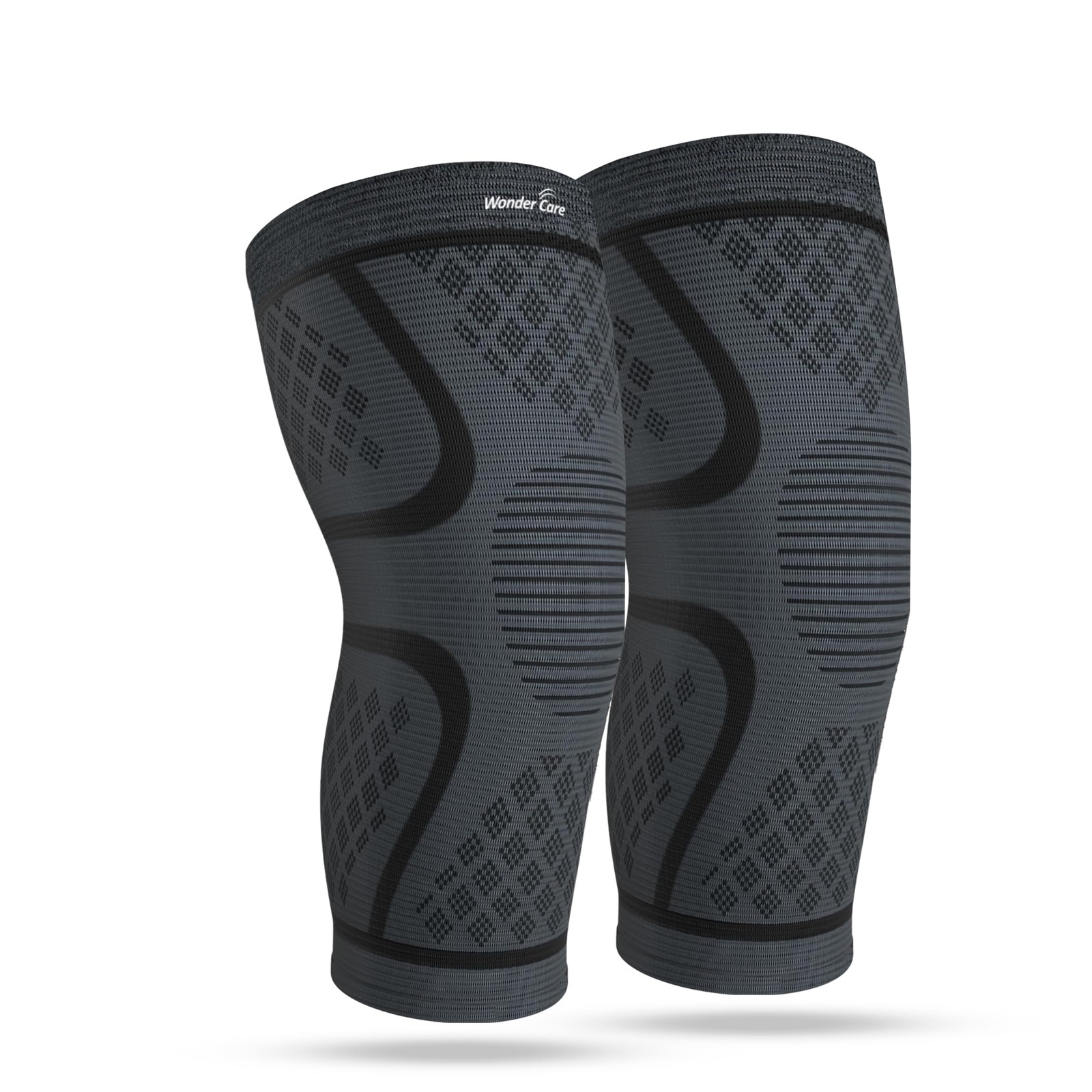 Wonder Care pack of 2 Knee Sleeve Brace Small (12-16)inch, Grey&Black