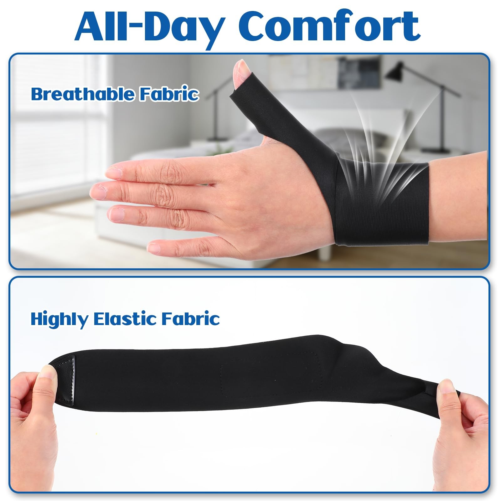 2 Pack Thumb Wrist Brace Compression Sleeves Elastic Wrist Support Gloves