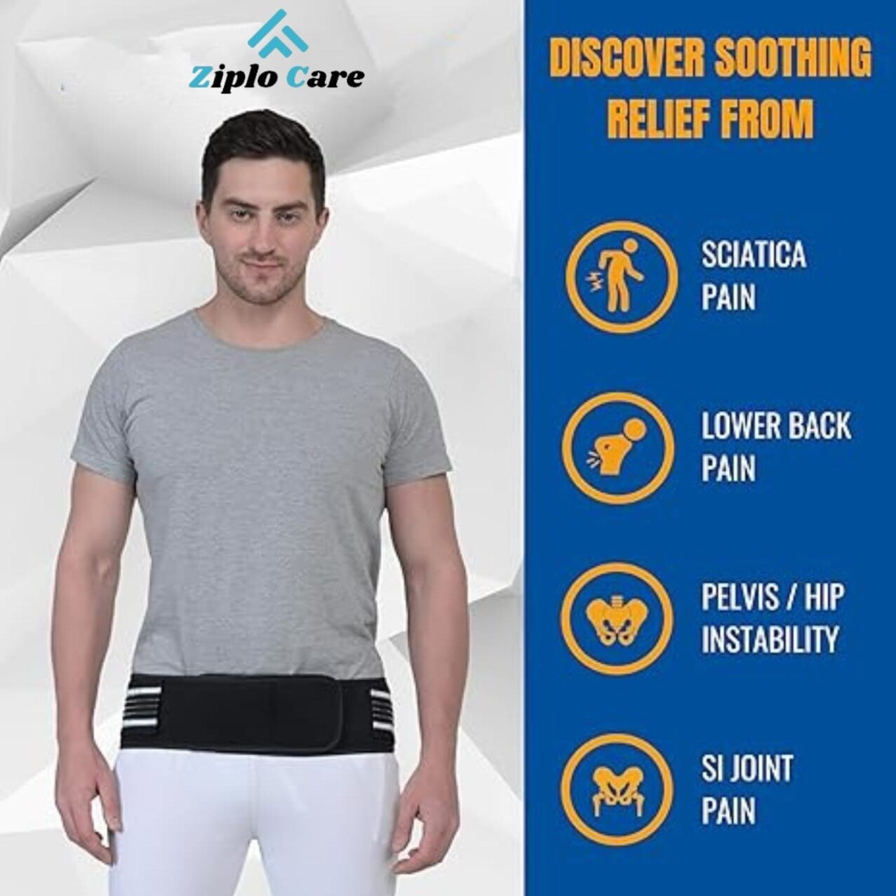 Hip Belt for Back Pain, Adjustable Sciatica Belt, Ergonomic Back Pain Relief