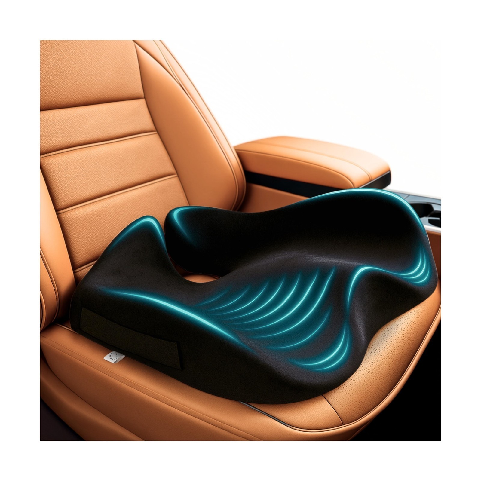 Car Seat Cushion, Memory Foam, for Sciatica, Black, Non-Slip