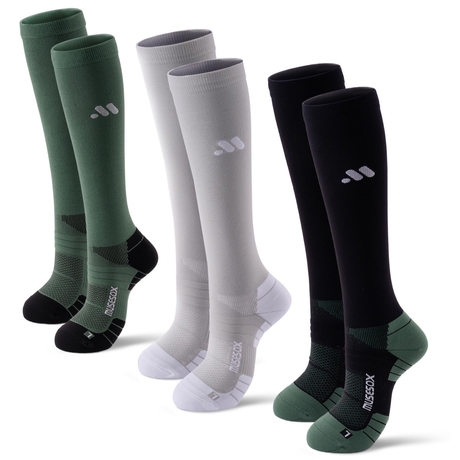 Knee High Compression Socks 15-20mmHg for Men & Women – 3 Pairs, Circulation Sup
