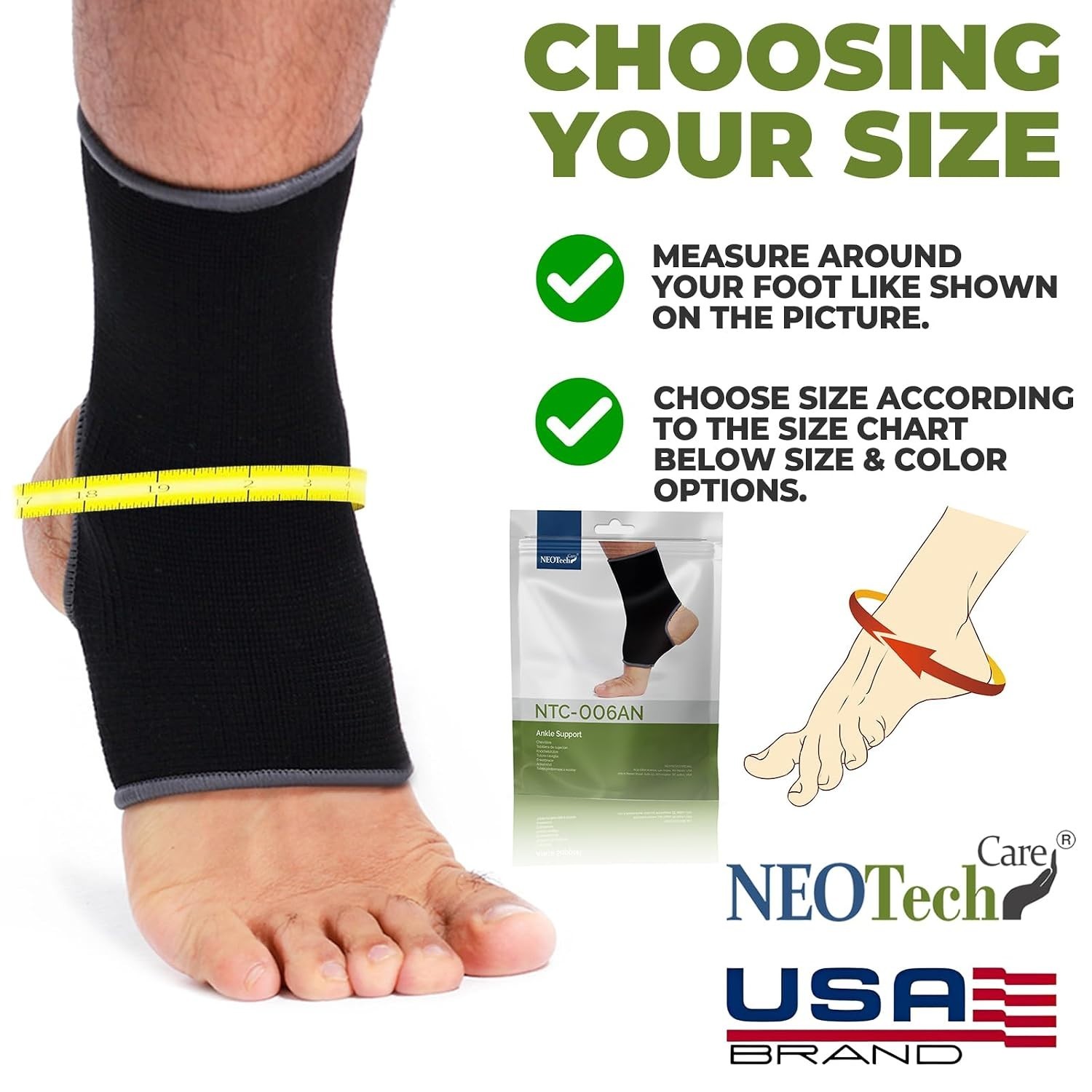 Ankle Support Sleeve 1 Unit – Open Heel, Light, Elastic & Breathable Knitted …