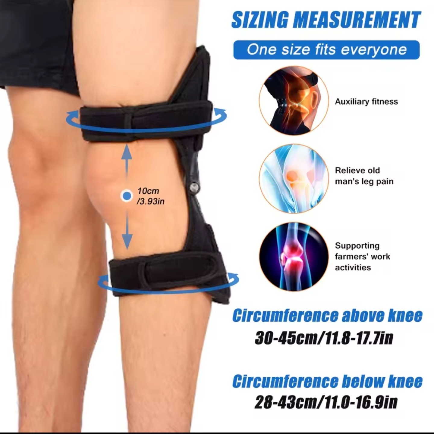 Knee Stabilizer Pad Powerknee 2pcs Joint Support Brace Rebound Spring Black Pair