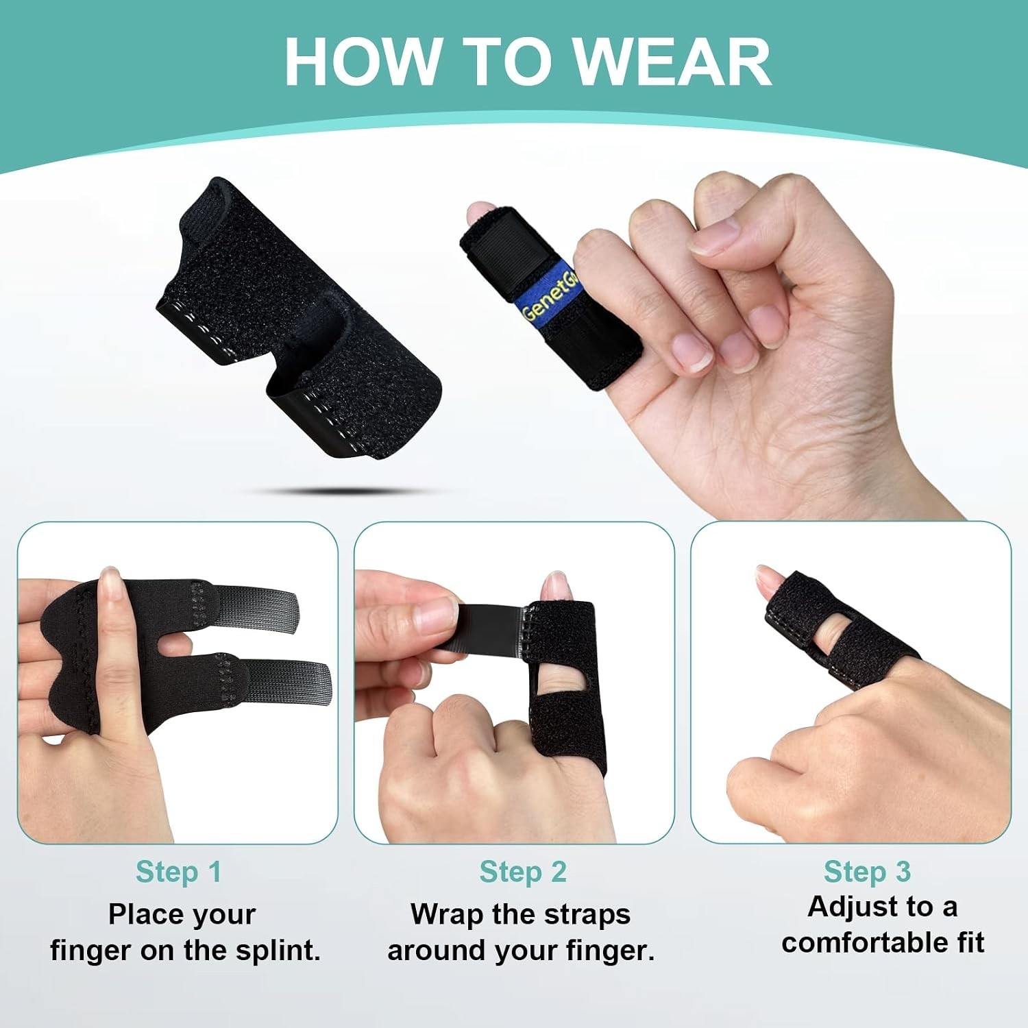 Small Finger Splint Brace 2 Pack, Black, Adult Pinkie Support