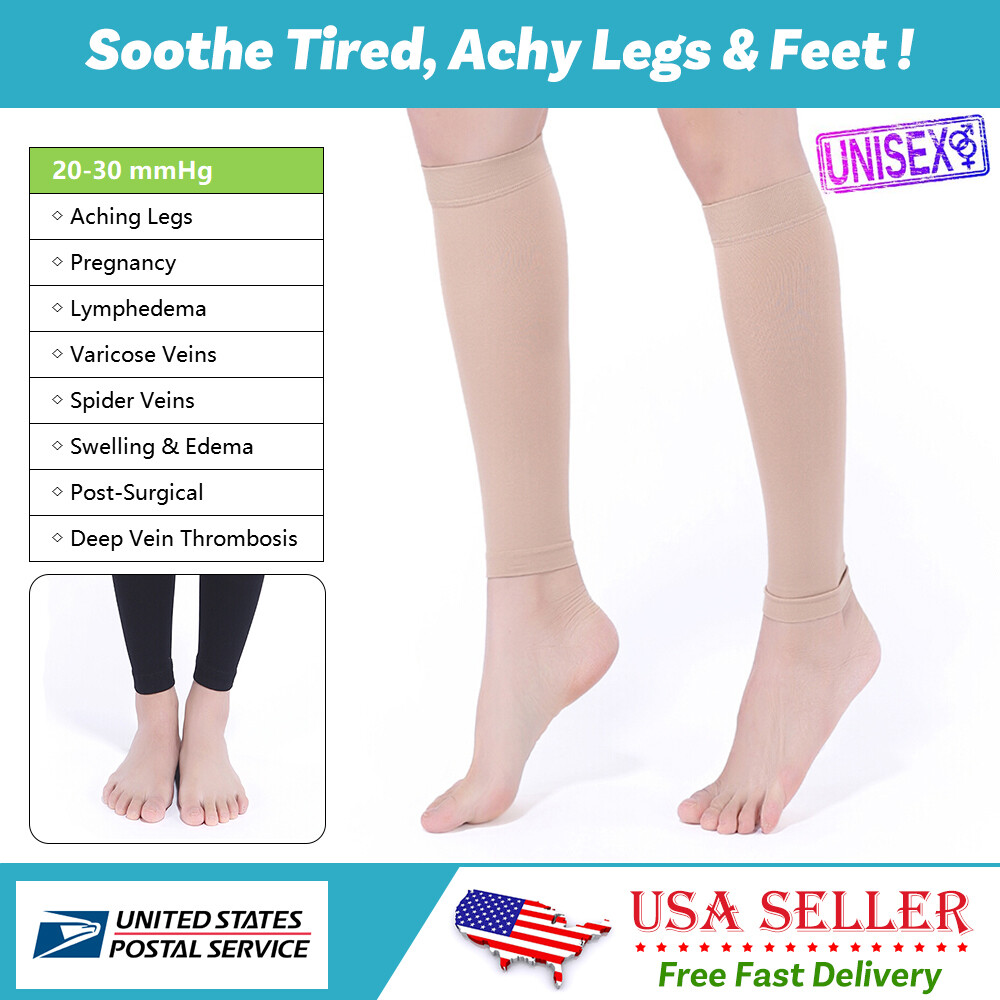 Medical Calf Sleeve Compression Socks Swelling Travel Flight 20-30 mmHg Thrombus