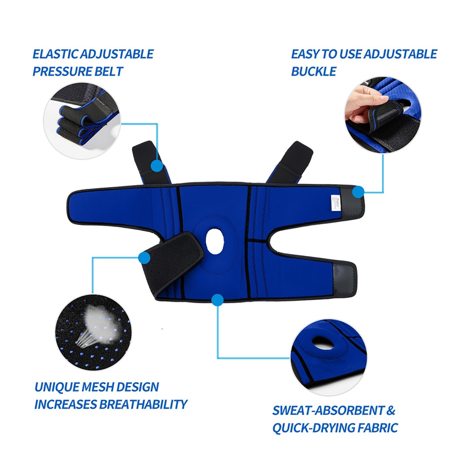 DOUFURT Knee Brace for Men & Women, Side Stabilizers & Patella Medium, Blue