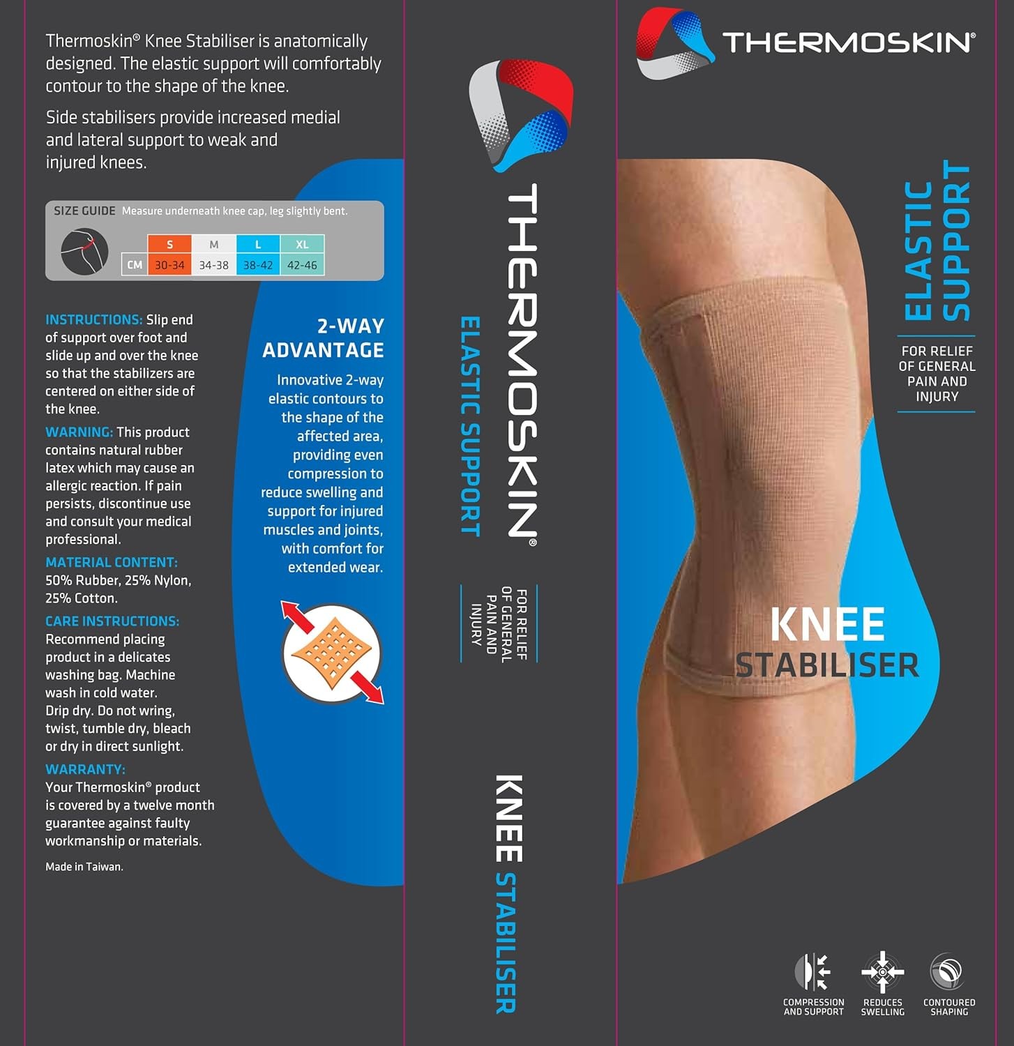 Thermoskin Elastic Knee Stabiliser Support Medium 34-38cm