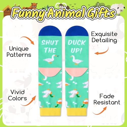 Gag Silly Duck Gifts – Funny Crazy Duck Socks for Women Men Teens Duck Up Blue