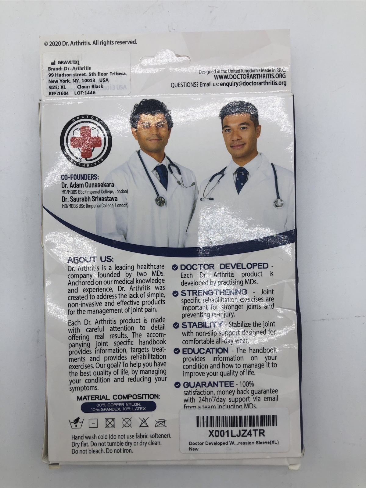 Dr. Arthritis Copper Infused Wrist Sleeve Compression Sleeve Size Xl