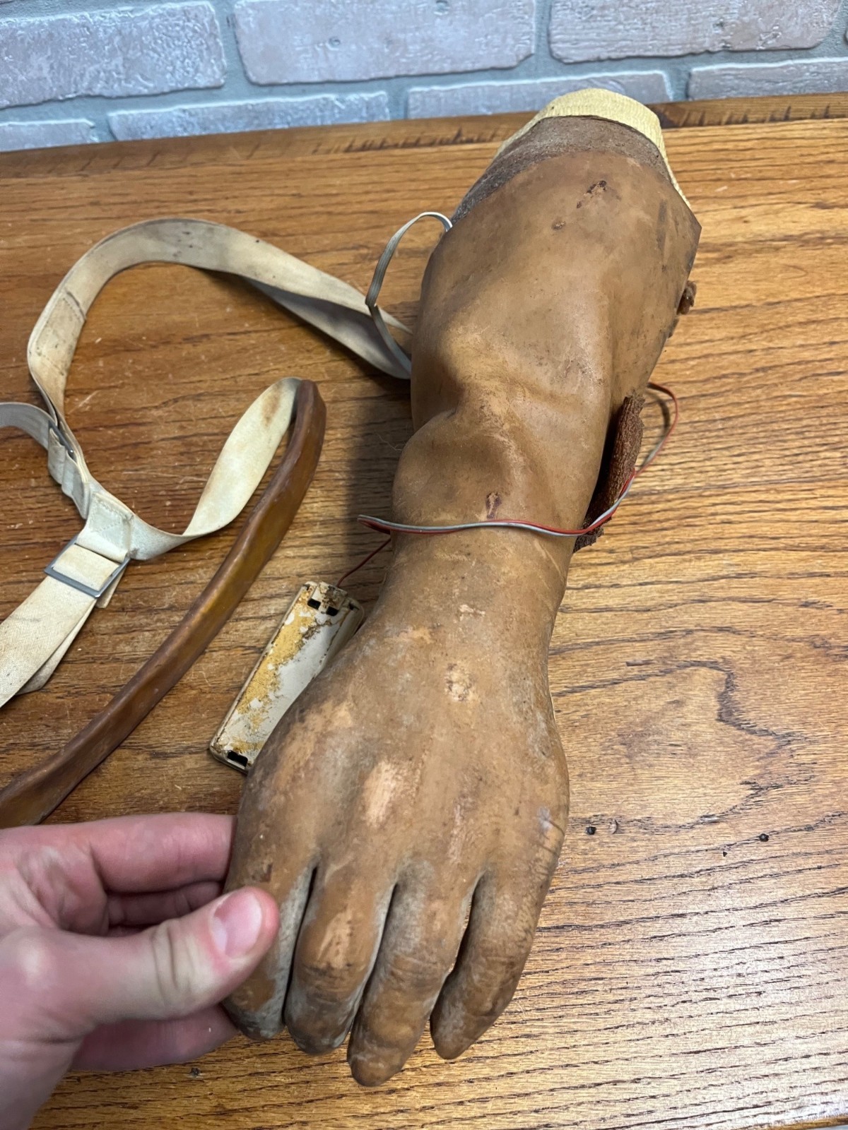 Vintage Prosthetic Arm Left Hand Mechanical Rubber Covered Medical Oddity AS-IS