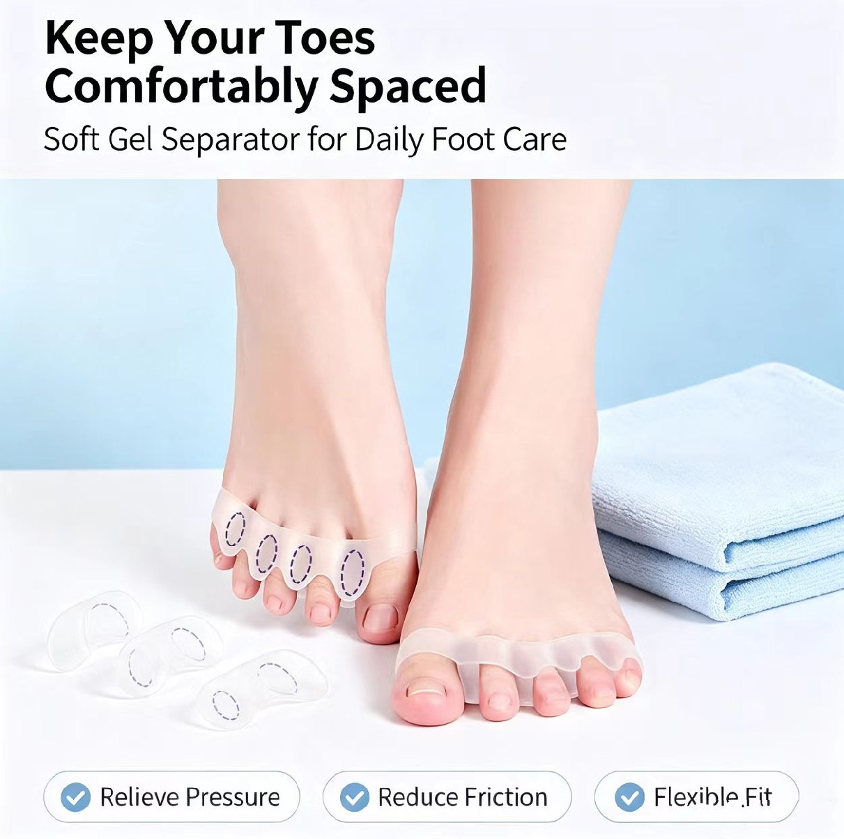 Silicone Bunion Toe Separators, Hallux Valgus Corrector for Overlapping Toes Foo
