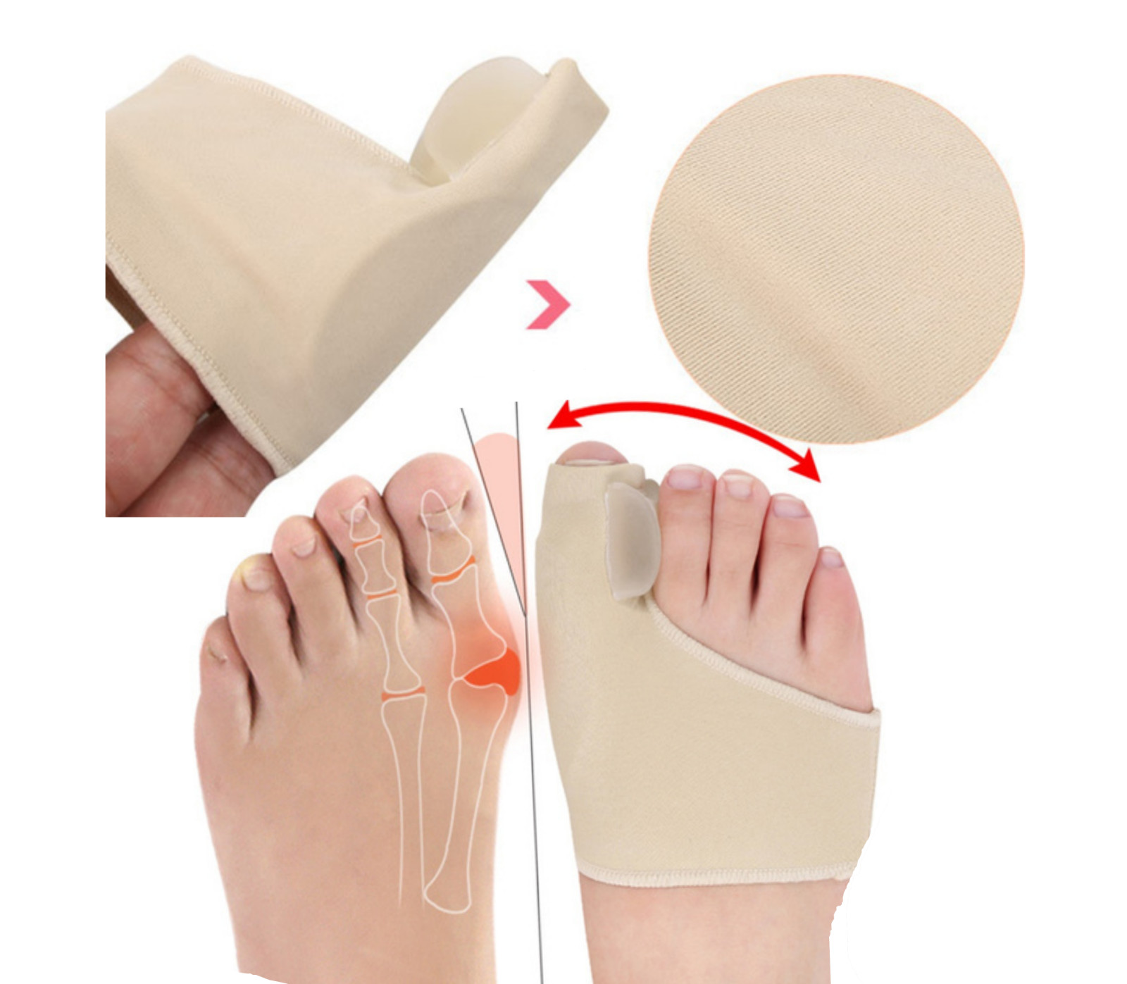 Silicone Gel Bunion Protector Hallux Vulgus Toe Separator Spacer Bunion Sleeves