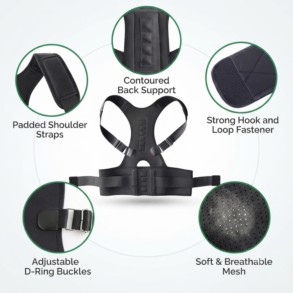 Adjustable Magnetic Posture Corrector Back Support Brace Belt