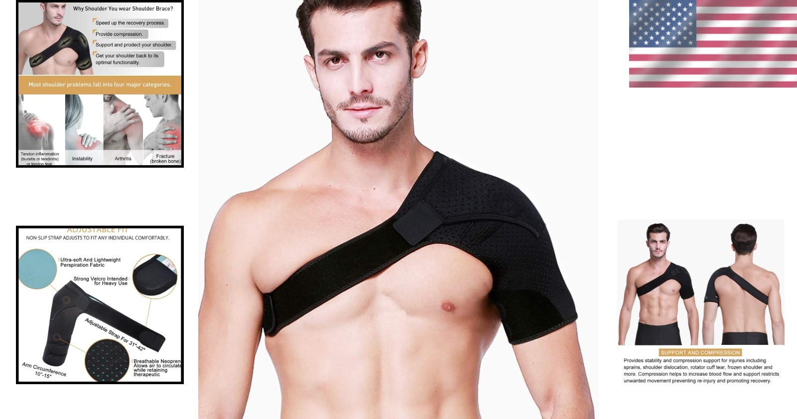 Adjustable Neoprene Shoulder Brace – Effective Support for Rotator Cuff Injuries
