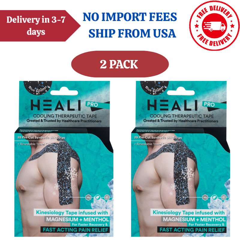 2 PACK Heali Pro Tape Infused with Magnesium & Menthol, Blue