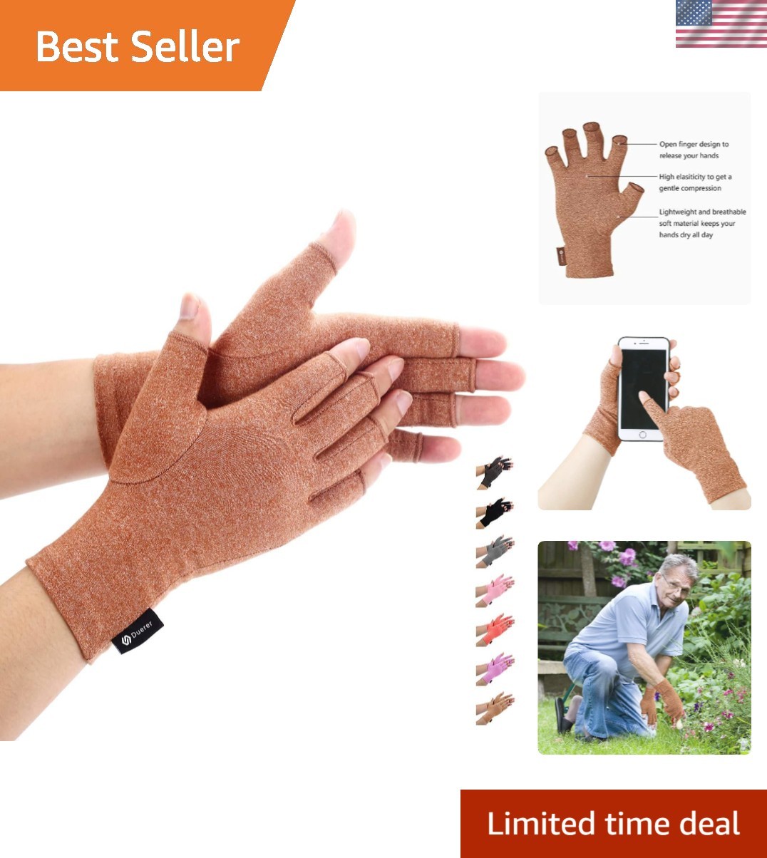 Breathable Fingerless Compression Gloves for Arthritis & Carpal Tunnel Relief