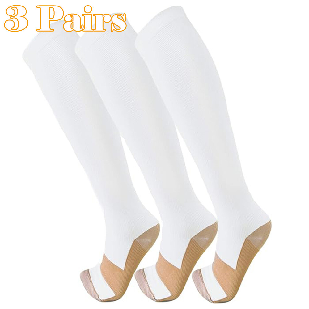 3x Compression Socks for Men Women 15-20 mmHg Knee High Nurse Pregnant Stockings