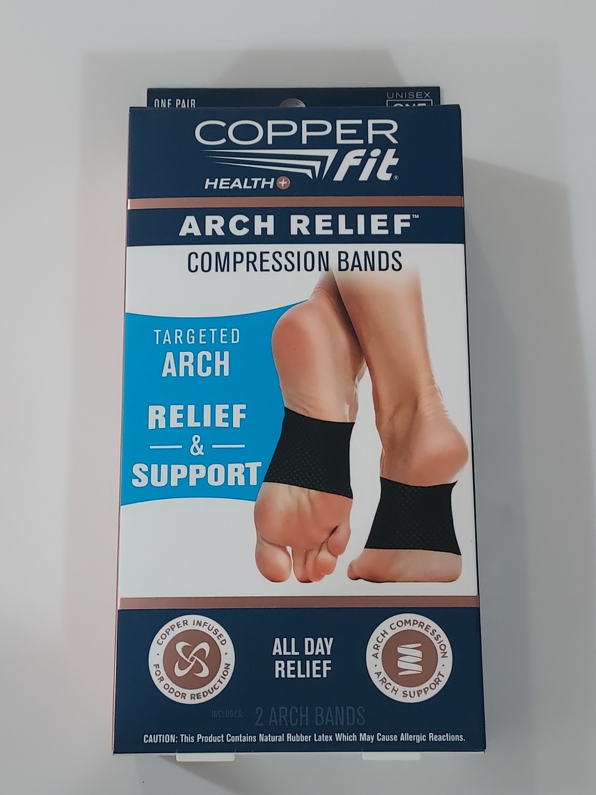 Copper Fit Arch Relief Compression Bands 1 Pair – One Size, Black