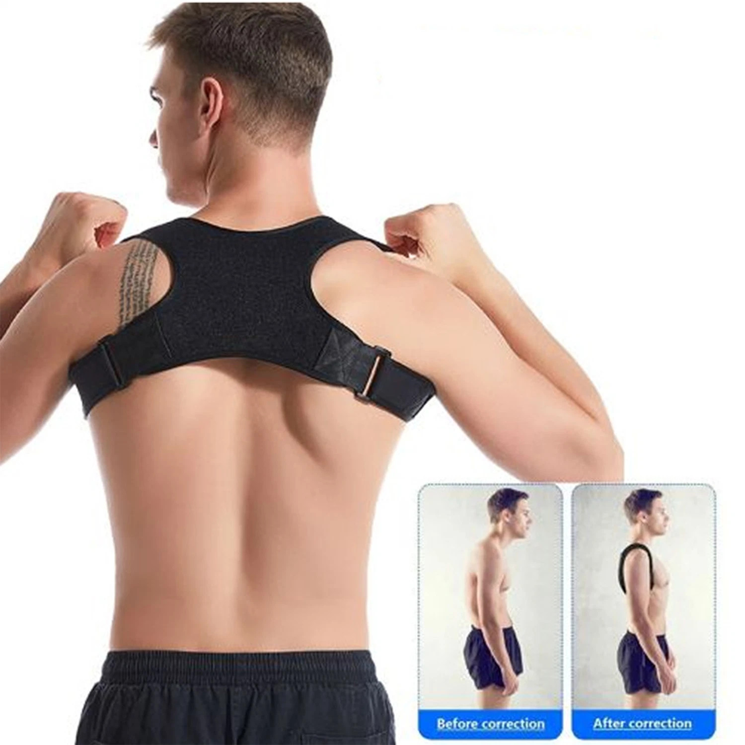 Man/Women Back Posture Corrector Shoulder Straight Support Brace Belt Black USA