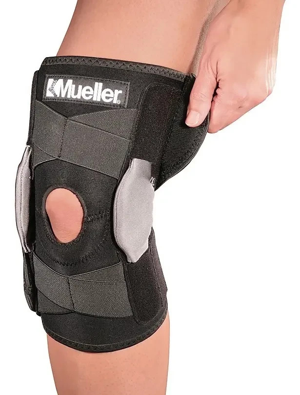 Hinged Knee Brace, Mueller, Self-Adjusting, Unisex, One size, Black New