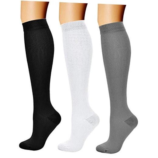 Compression Socks for Women & Men Large-X-Large 03 Black/White/Gray