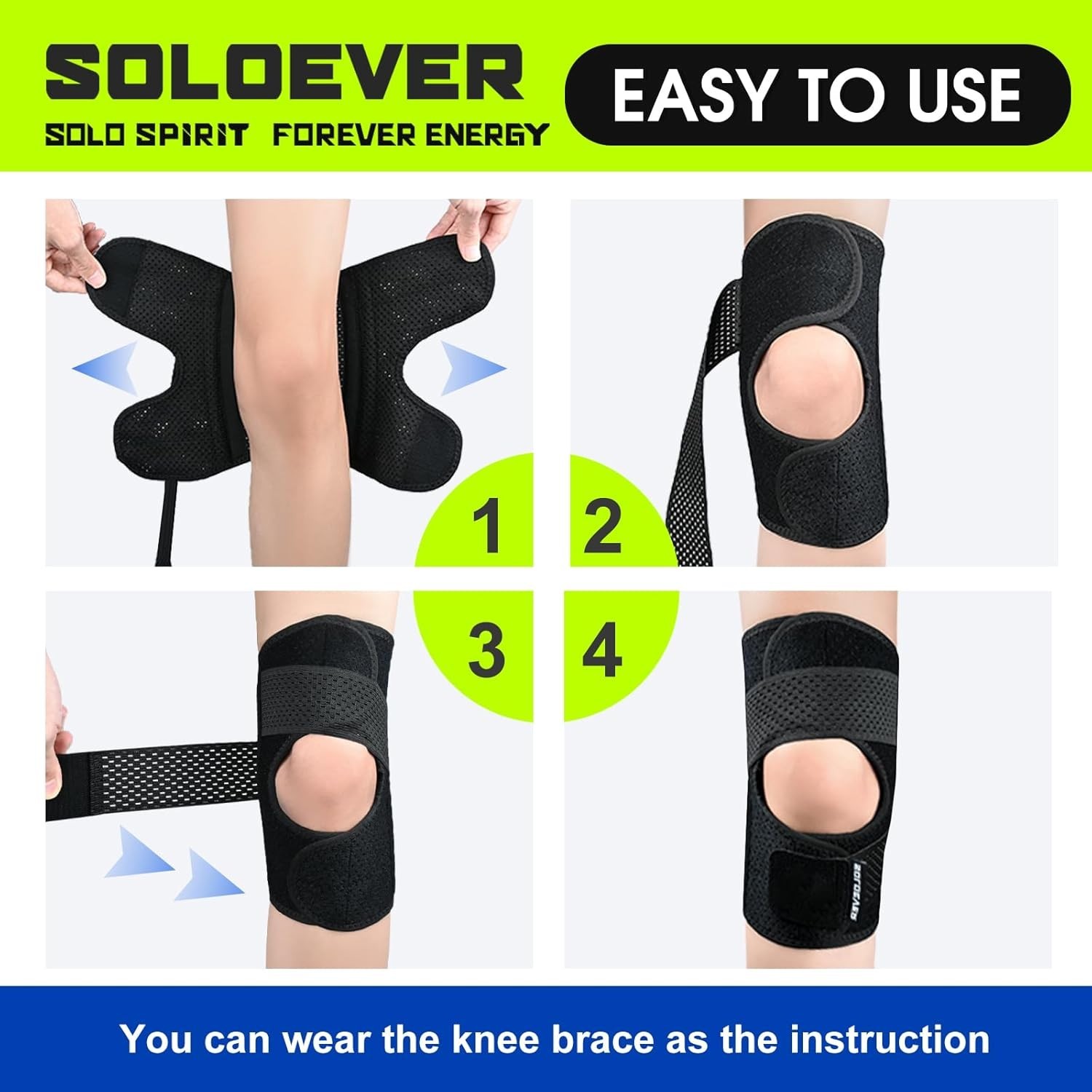Ultra-Thin Knee Brace with Side Stabilizers for Women & Men, Adjustable Knee …