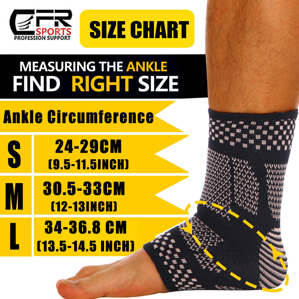 Copper Ankle Support Brace Compression Sleeve Foot Pain Relief Jogging Sprain HG