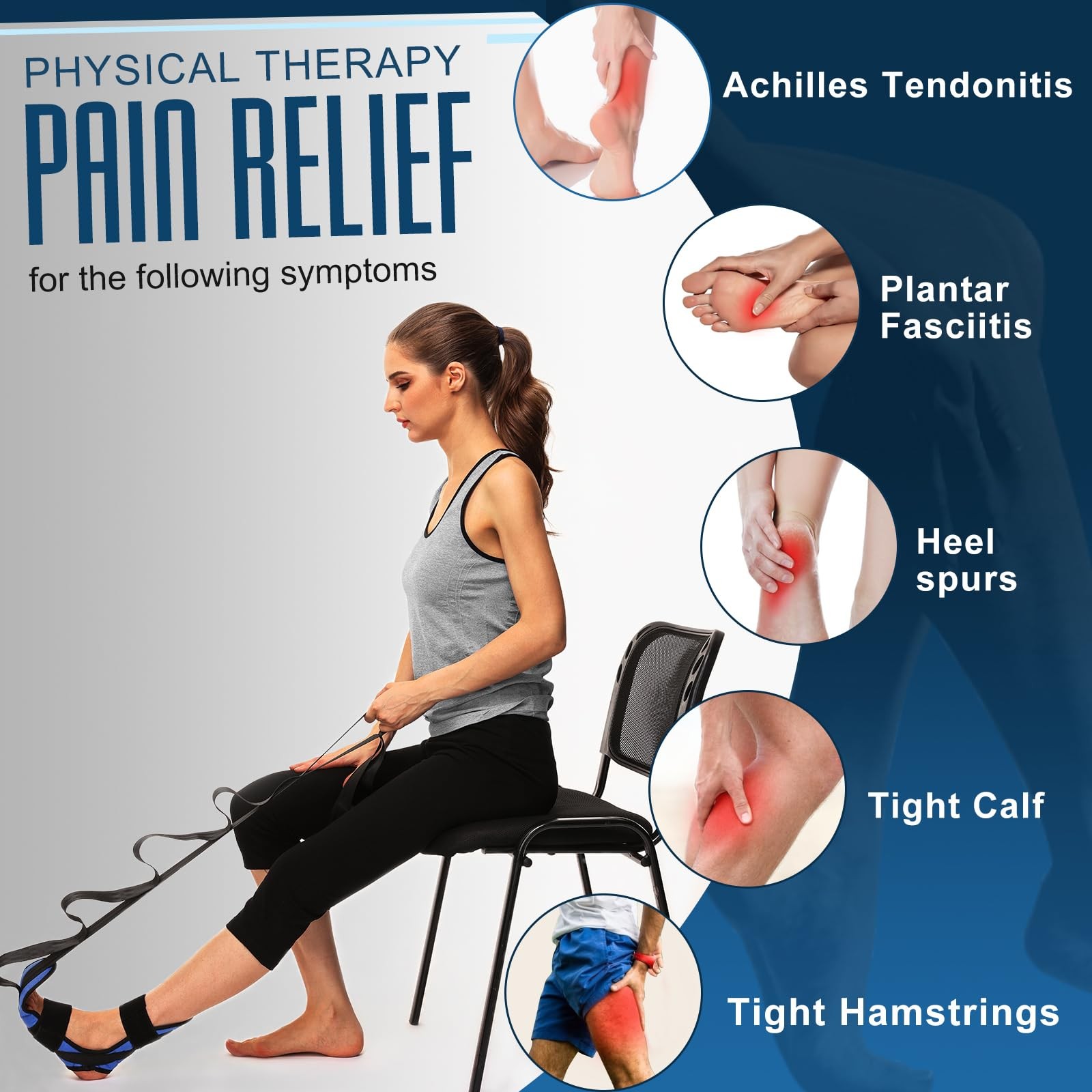 Foot And Calf Stretcher For Plantar Fasciitis, Achilles Tendonitis, He
