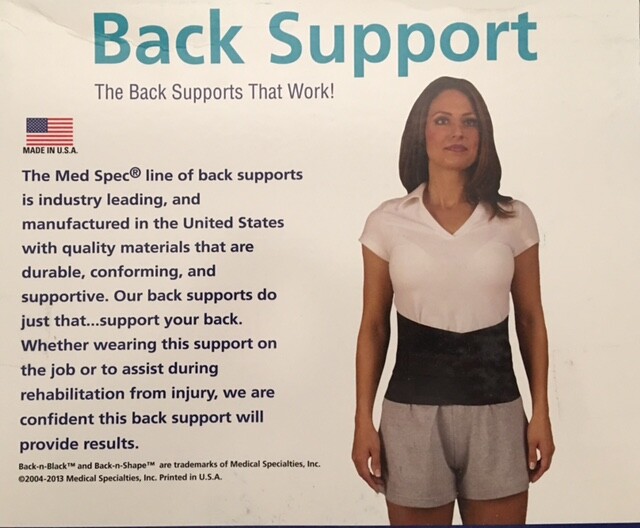 Med Spec Back-n-Black Low Profile Back Support – Black – All Sizes