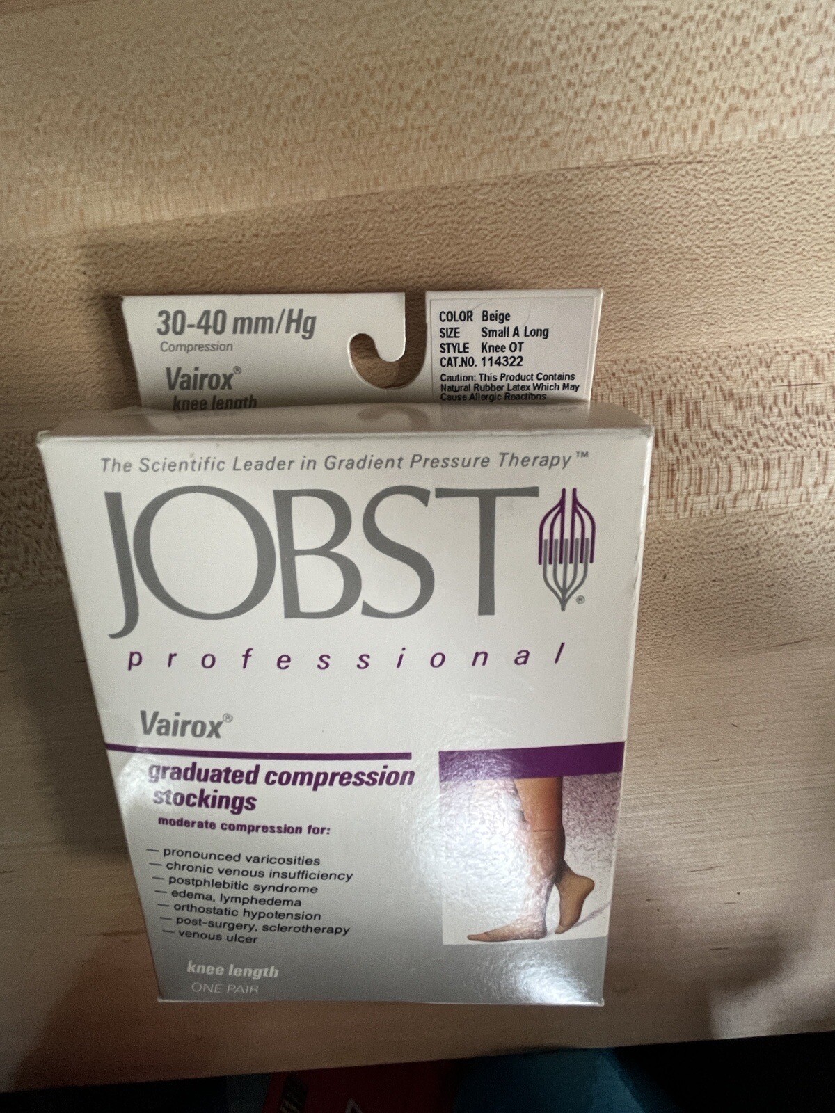 Jobst Vairox W/Zipper 30-40 Knee-Hi O/T Small A Long Beige #114322