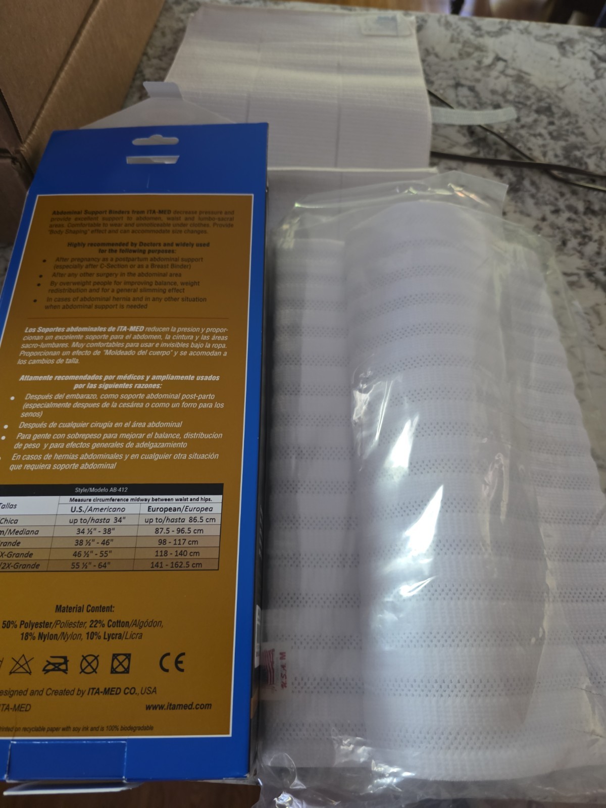 ITA-MED Men’s Abdominal Support Binder – Breathable Elastic – Made in USA NEW!!!