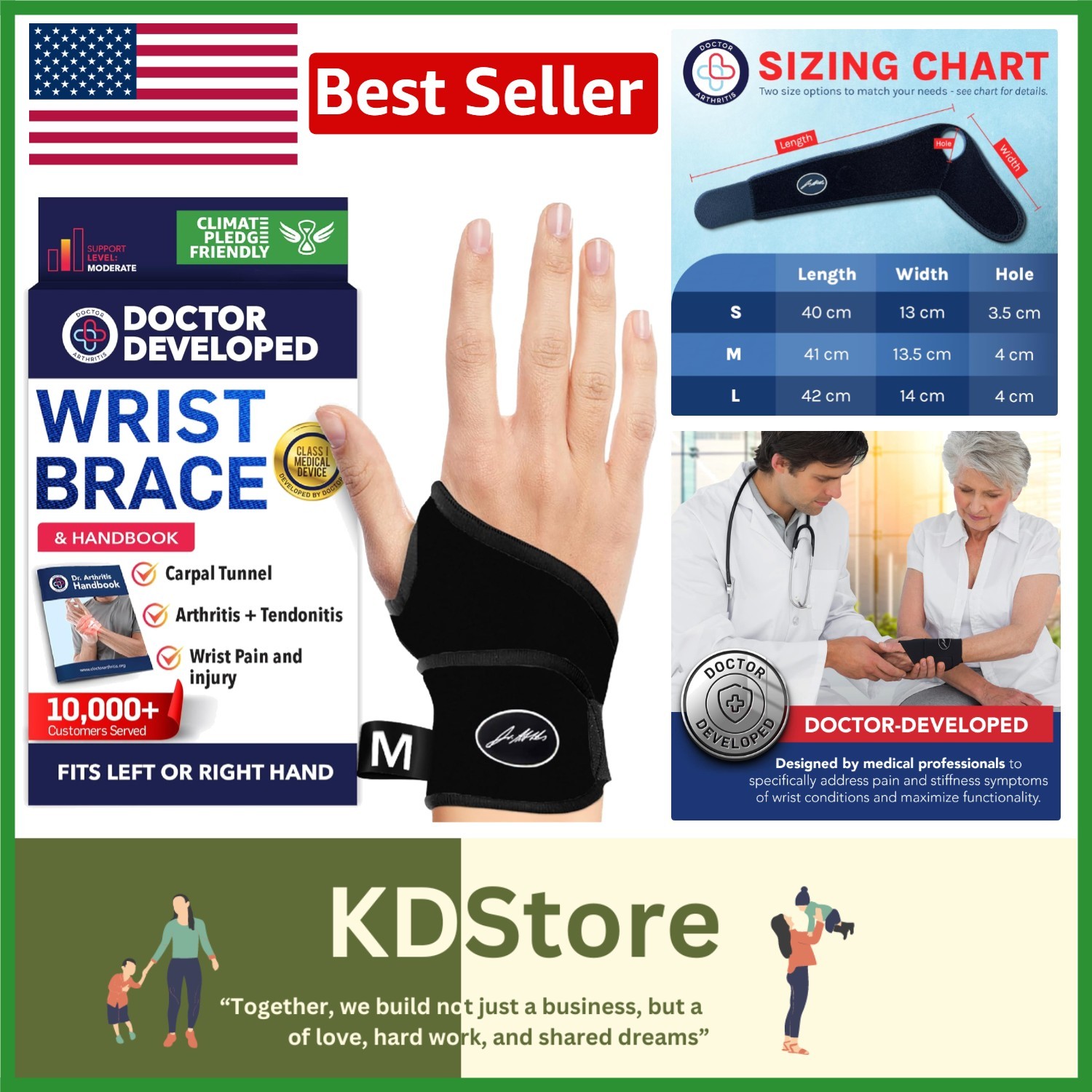 All-Day Comfort Wrist Brace for Tendonitis, Golf, & Tennis – Handbook Included