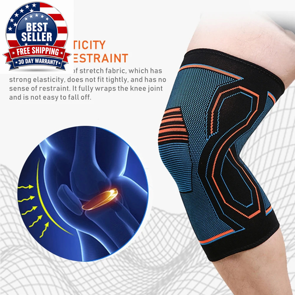1PC Knitted Knee Guard,Anti-Slip Compression Knee Brace Support for Men Women,Co