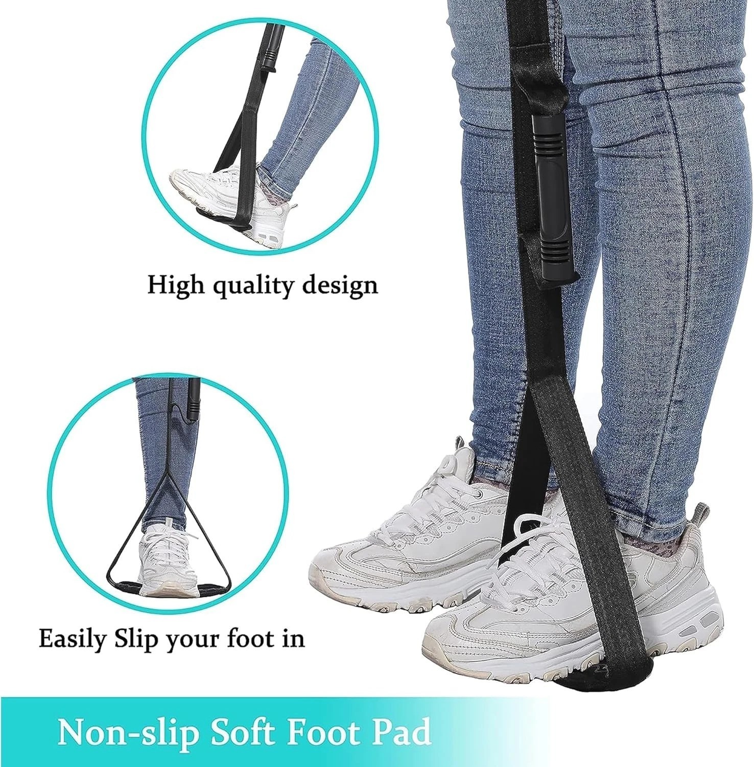 Durable 35-44 Inch Leg Lifter Strap with Non-Slip Foot Pad for Enhanced Mobility