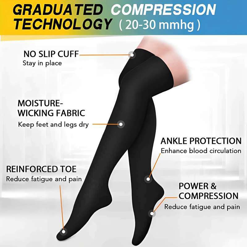 Long Socks 20-30 mmHG Over Knee Thigh High Stockings Hosiery Tights Pantyhose US
