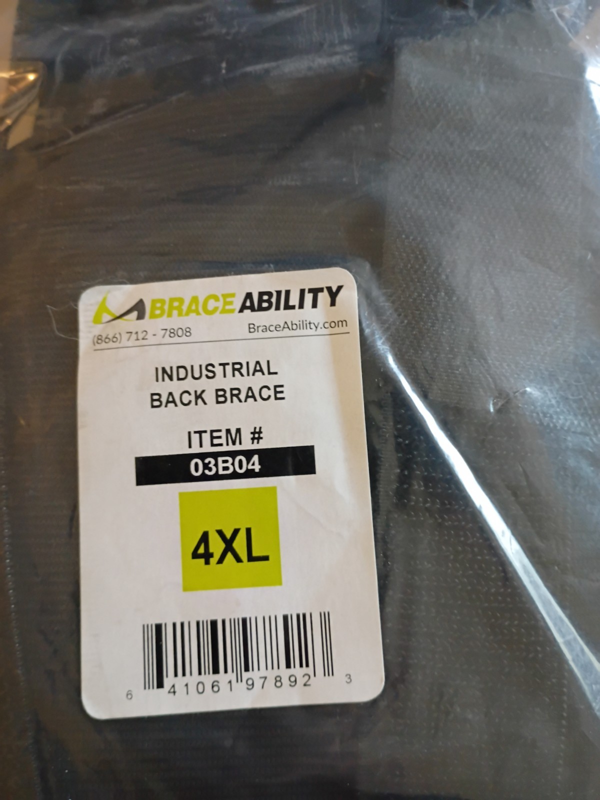 New BraceAbility Industrial Back Brace + Suspenders 2XL 03B04