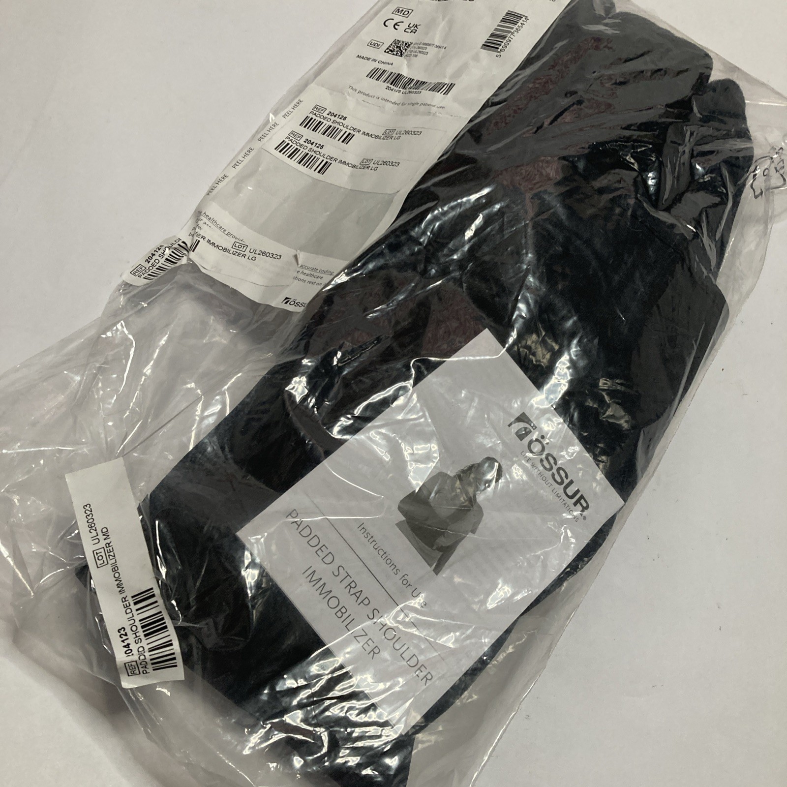 OSSUR Padded Strap Shoulder Immobilizer Brace Sling Adult Large Medical Black