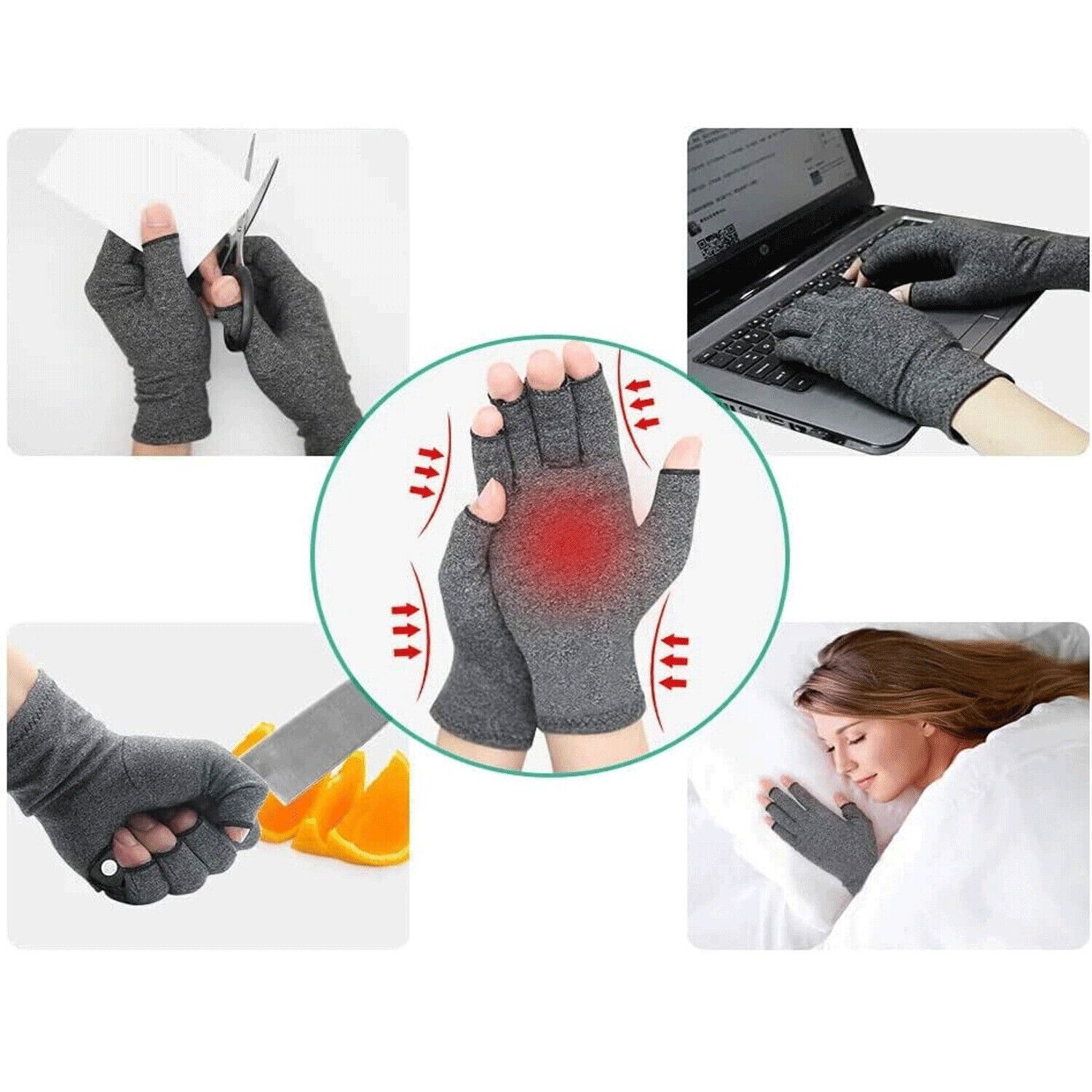 Arthritis Medical Gloves Compression Copper Pain Relief Wrist Support Brace- S