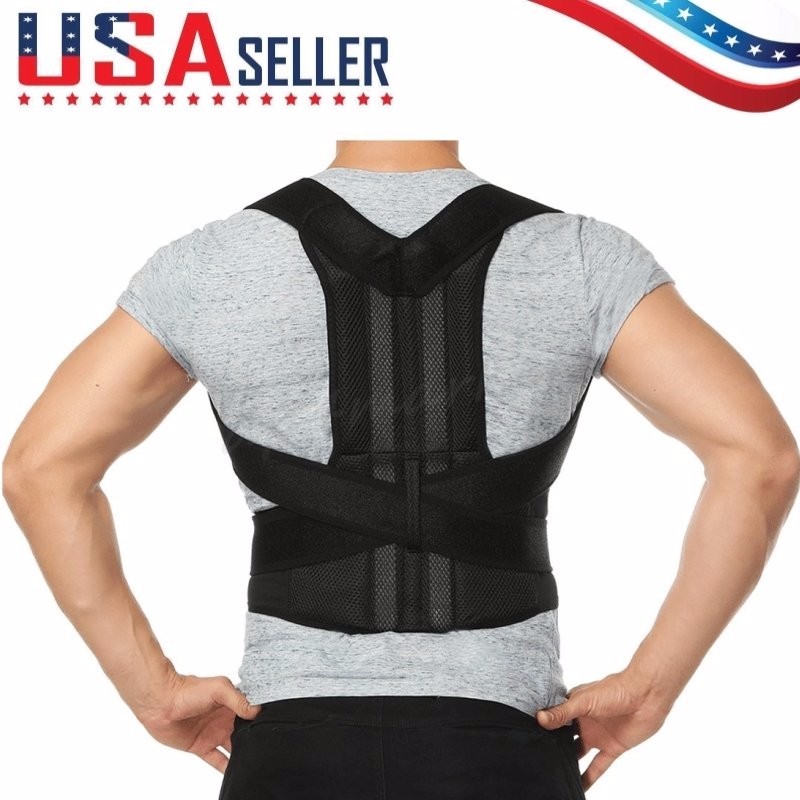 Unisex Neoprene Deluxe Full Back Posture Corrector Brace Size S-4XL Back Support