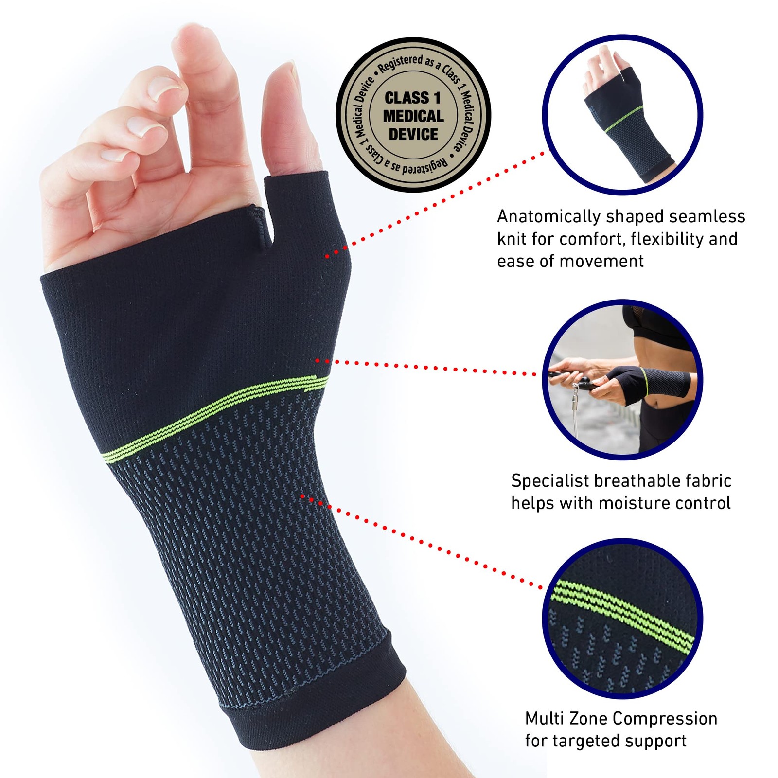 Neo-G Active Wrist Support – For Large: 19 – 23 CM/7.5 – 9.1 IN, Black