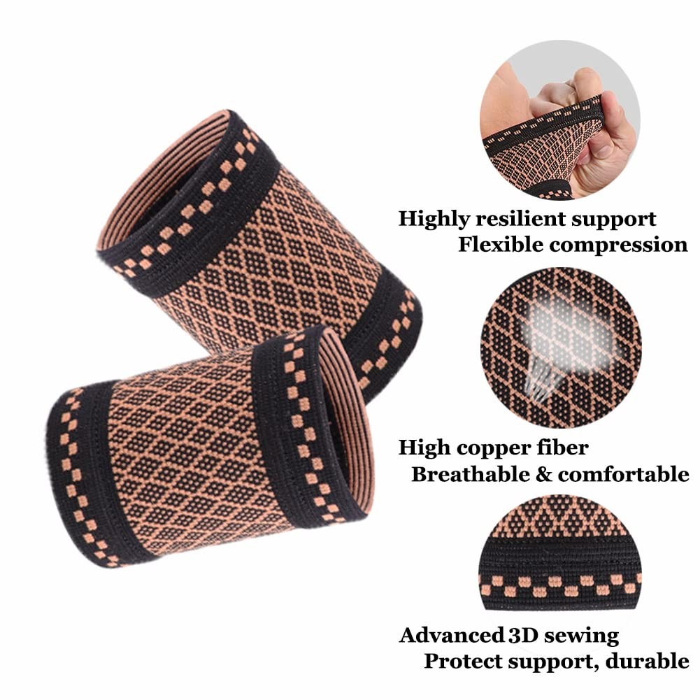 Copper Wrist Compression Sleeves (2Pcs), Compression Wrist Brace Wrist for Im…
