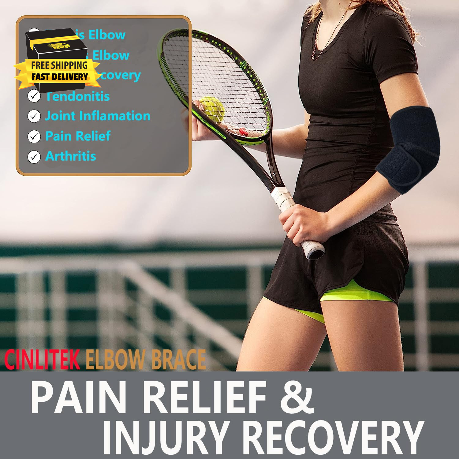 Adjustable Elbow Brace for Men & Women – Instant Pain Relief for Tennis Elbow, G